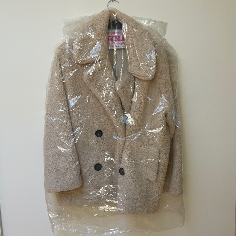 Free People Notched Teddy Peacoat Coat Faux Fur - Picture 9 of 10